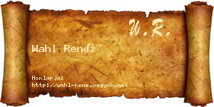 Wahl René névjegykártya